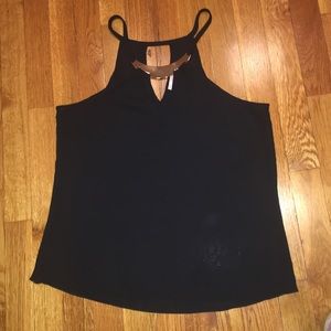 Black Halter top with Gold Neckline